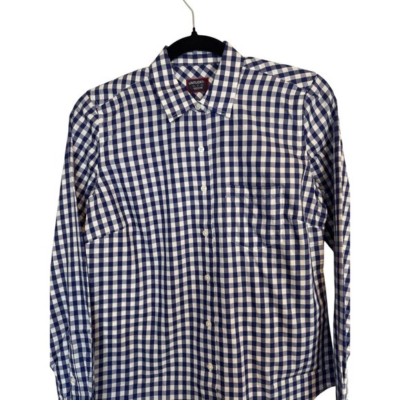 2/$30 NWOT Untuckit Women's 10 Blue & White Checkered Button-Down Shirt - Picture 6 of 14